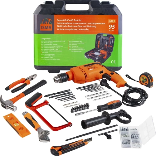 Набор инструментов с электрической дрелью ISMA 95 предметов (220v,750w,0-2900об/мин),в кейсе ISMA-1095(51106) Набор инструментов с электрической дрелью ISMA 95 предметов (220v,750w,0-2900об/мин),в кейсе ISMA-1095(51106)
