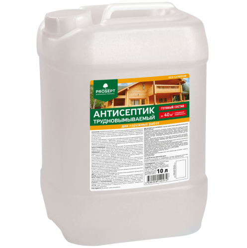 Антисептик трудновымываемый для наружных работ Prosept Eco Exterior 013-10 10 л