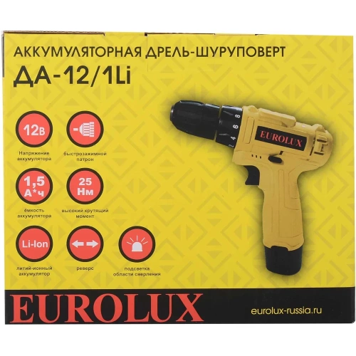 Аккумуляторная дрель-шуруповерт Eurolux ДА-12/1Li 72/14/37 фото 11
