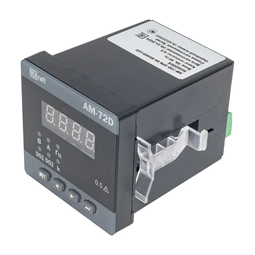 Амперметр цифровой DEKraft 72x72мм однофазный, вход 5А, выход RS485, LED-дисплей АМ-72D 50302DEK Амперметр цифровой DEKraft 72x72мм однофазный, вход 5А, выход RS485, LED-дисплей АМ-72D 50302DEK