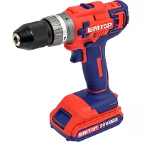 Аккумуляторная ударная дрель-шуруповерт emtop 20 В, скорость холостого хода: 0-400/0-1500 об/мин, максимальная частота ударов: 22500 об/мин ECIDL6200128