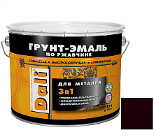 Грунт-эмаль по ржавчине Dali 3 в 1 гладкая RAL 3005 винно-красная 10 л