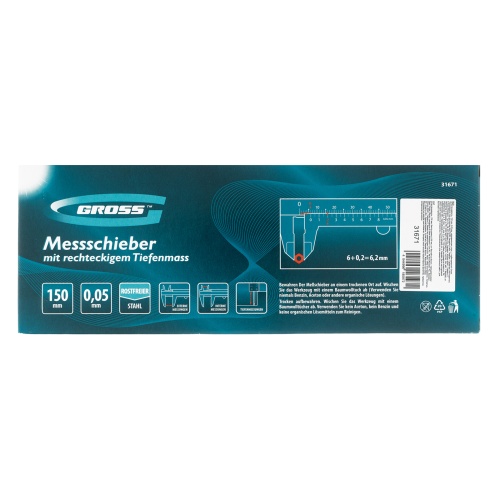 Штангенциркуль, 150 мм, 0.05 мм, нержавеющая сталь, с глубиномером Gross фото 11