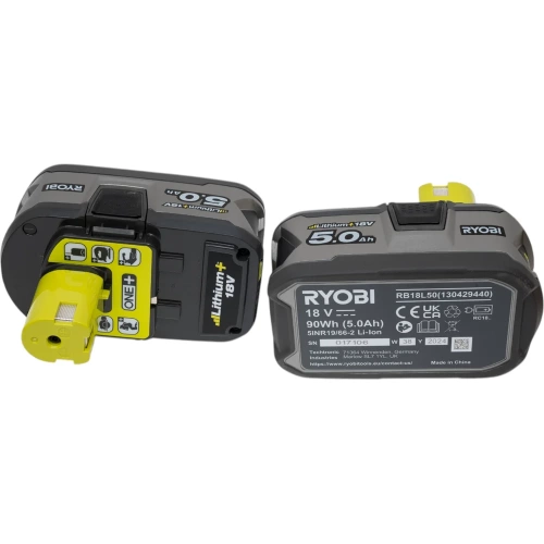 Набор Ryobi ONE+ RC18120-250 5133003364 аккумулятор (18 В; 5.0 А*ч; Li-Ion) 2 шт. и зарядное устройство RC18120 фото 7