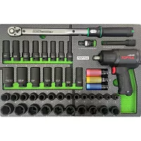 Набор инструментов TOPTUL 46 пр., гайковерт, ударные головки и динамометрический ключ, в ложементе GED0462