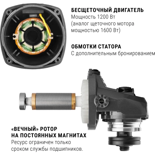 Бесщеточная углошлифмашина Интерскол УШМВ-125/1200Э 915.0.0.40 фото 7