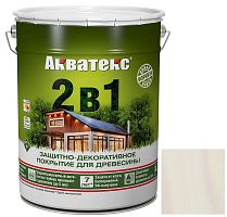 Покрытие алкидное защитно-декоративное для древесины Акватекс 2 в 1 полуматовое белое 20 л