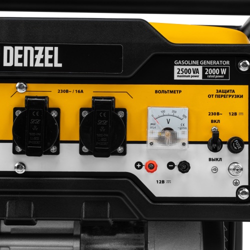 Генератор бензиновый PS 25, 2.5 кВт, 230 В, 15 л, ручной стартер Denzel фото 10