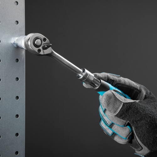 Ключ-трещотка телескопический 1/4", 150-200 мм, CrV, 72 зуба, с быстрым сбросом, хром Gross фото 10