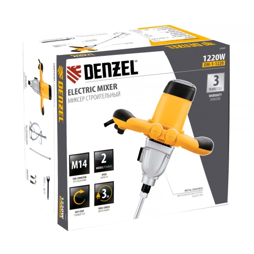 Миксер строительный EM-1-1220, 1220 Вт, 0-480/0-800 об/мин Denzel фото 13 Миксер строительный EM-1-1220, 1220 Вт, 0-480/0-800 об/мин Denzel фото 13