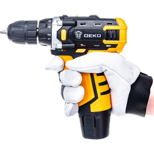 Аккумуляторная дрель DEKO 12В + набор 63 инструмента в кейсе DKCD12FU-Li 2.0Ahx2 63 tools + 063-4094 фото 5