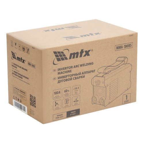 Инверторный аппарат дуговой сварки MMA-180BS, 180 А, ПВ 60% MTX фото 6
