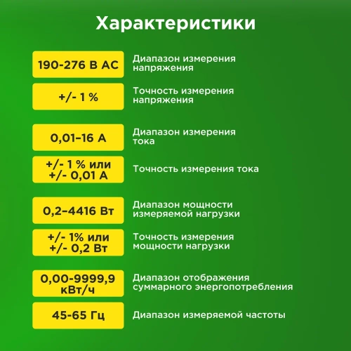 Ваттметр с подсветкой REXANT RX-11 10-6100 фото 7 Ваттметр с подсветкой REXANT RX-11 10-6100 фото 7