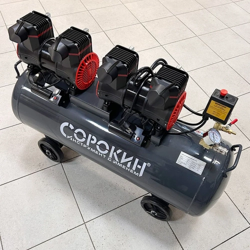 Воздушный безмасляный компрессор Сорокин ресивер 100 л 13.6 фото 3