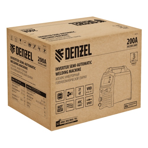 Аппарат инвертор. полуавтомат. сварки MultiMIG-200DP Synergy Double Pulse, 200 А, ПВ 80% Denzel фото 6