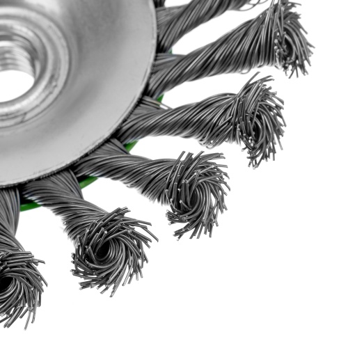 Щетка для УШМ, 100 мм, М14, "тарелка", крученая металлическая проволока Сибртех фото 5