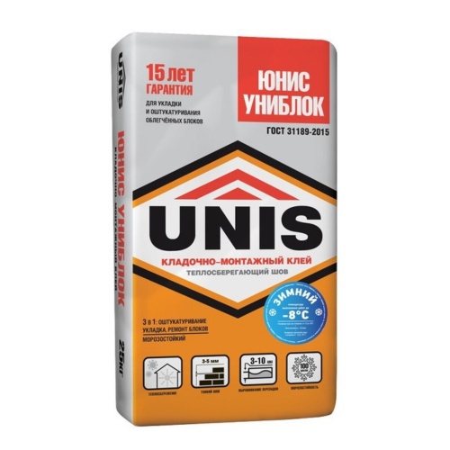 Клей кладочно-монтажный Unis Униблок Зима 25 кг
