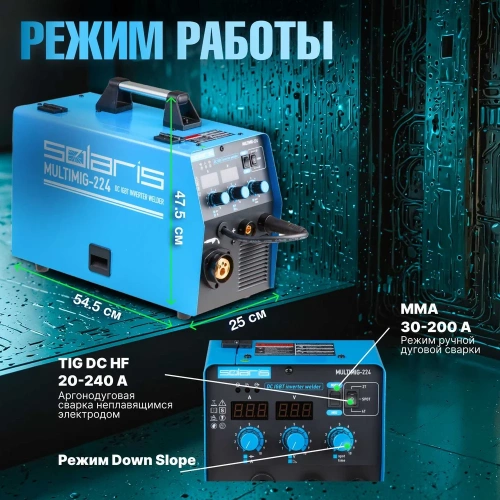 Сварочный полуавтомат SOLARIS MULTIMIG-224 фото 3 Сварочный полуавтомат SOLARIS MULTIMIG-224 фото 3