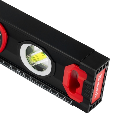 Уровень алюминиевый, усиленный, фрезерованный, 3 глазка, двухкомпонентные рукоятки, 600 мм Matrix фото 6