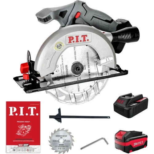 Циркулярная аккумуляторная пила P.I.T. 20 В, диск 165 мм, пропил 52 мм, 4300 об/мин, АКБ Li-Ion 4 Ач, ЗУ кор. PKS20H-165A/1 фото 8