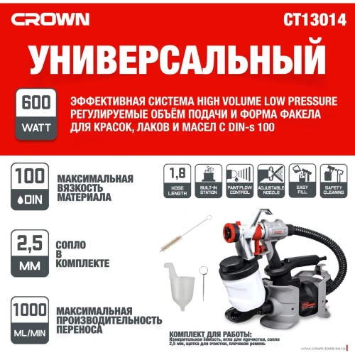 Электрический краскопульт CROWN CT31014 фото 4