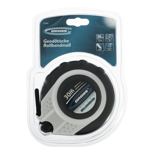 Рулетка геодезическая 30 м х 13 мм, закрытый корпус, металлическая лента, нейлон Gross фото 7
