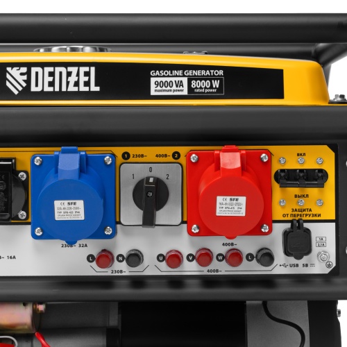 Генератор бензиновый PS 90 ED-3, 9.0 кВт, переключение режима 230 В/400 В, 25 л, электростартер Denzel фото 15