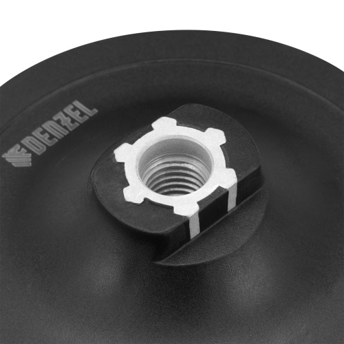 Тарелка опорная для дрели и УШМ с липучкой, 125 мм, стандартная, с адаптером c М14 на d8 Denzel фото 3