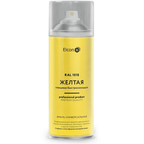 Эмаль аэрозоль акриловая универсальная Elcon жёлтая глянцевая 520 мл RAL 1018