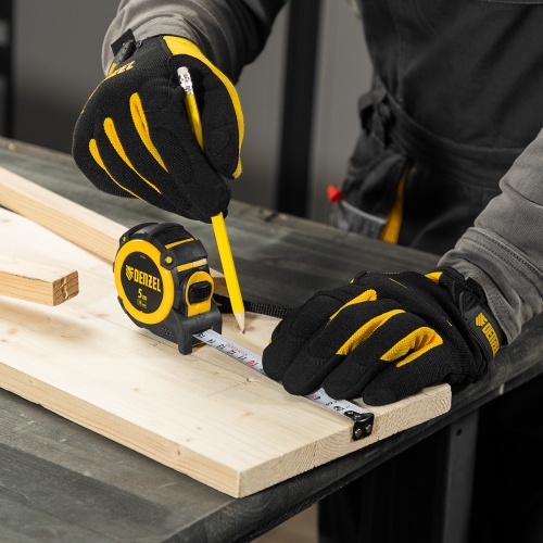 Рулетка 5м х 19мм, автоматич. фиксац., нейлон. покрытие, магнит. зацеп, двухстор. разметка Denzel фото 8