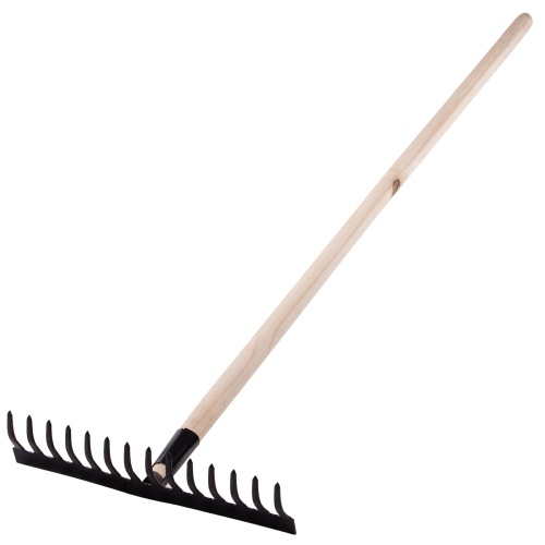Грабли стальные, 360х1300 мм, 14 прямых зубьев, деревянный черенок, Сибртех фото 2