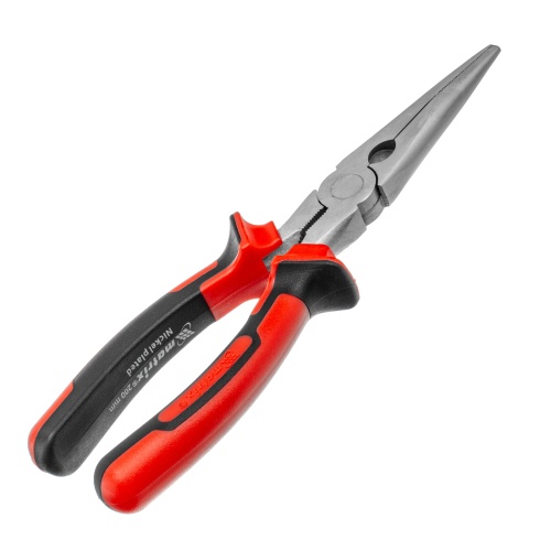 Длинногубцы прямые Nickel, 200 мм, никелированные, двухкомпонентные рукоятки Matrix фото 2