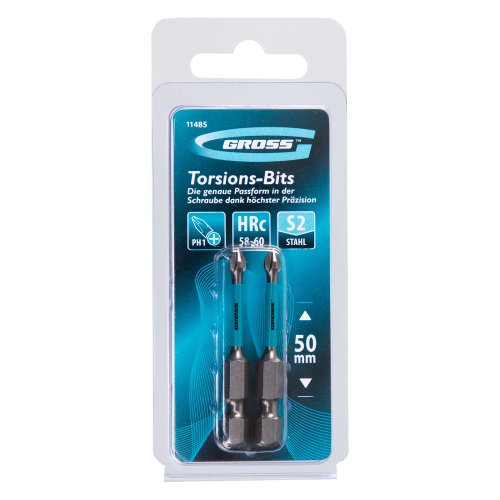 Бита торсионная PH1 x 50 мм, для ударных шуруповертов, 2 шт. Gross фото 4