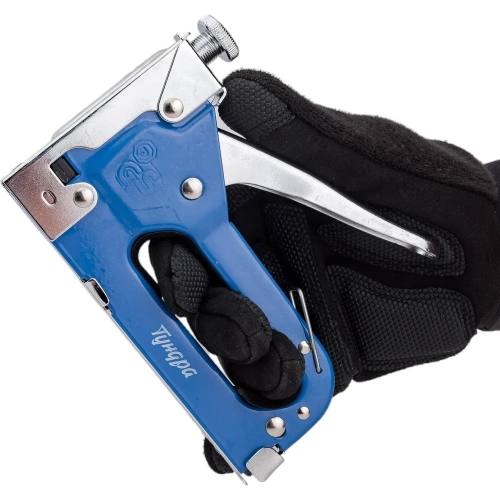 Мебельный степлер ТУНДРА регулируемый, металлический корпус, тип скоб 53, 4 - 14 мм 1018497 фото 6