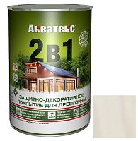 Покрытие алкидное защитно-декоративное для древесины Акватекс 2 в 1 полуматовое белое 0,8 л