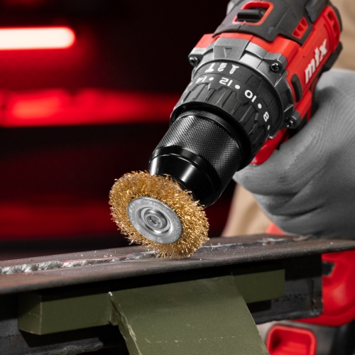 Щетка для дрели, 50 мм, плоская со шпилькой, латунированная витая проволока Matrix фото 8 Щетка для дрели, 50 мм, плоская со шпилькой, латунированная витая проволока Matrix фото 8