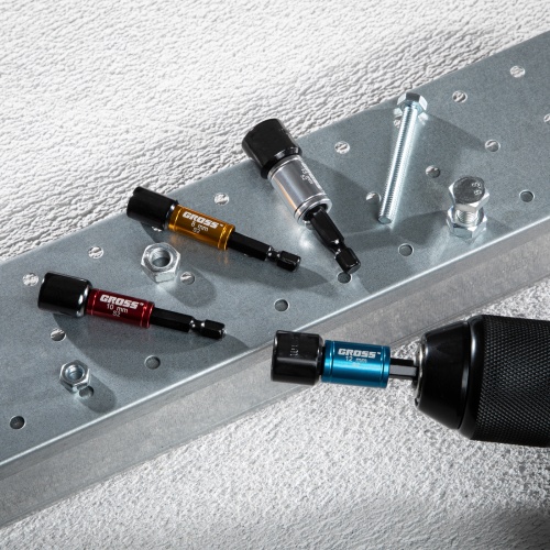 Набор бит с торцевыми головками 8, 10,12, 13 мм, магнит. Nut-Driver, S2 Gross фото 8