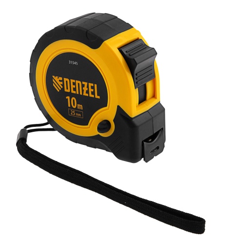 Рулетка 10м х 25мм, двухкомп. корпус, кнопка-пауза Denzel фото 5