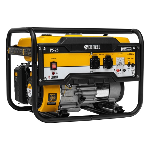 Генератор бензиновый PS 25, 2.5 кВт, 230 В, 15 л, ручной стартер Denzel фото 5