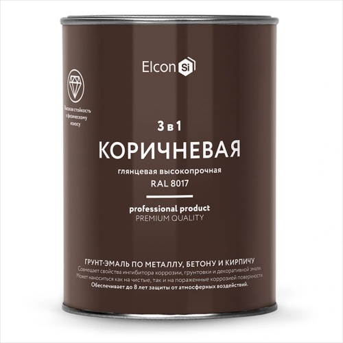 Грунт-эмаль Elcon 3 в 1 глянцевая коричневая RAL 8017 0,8 кг Грунт-эмаль Elcon 3 в 1 глянцевая коричневая RAL 8017 0,8 кг