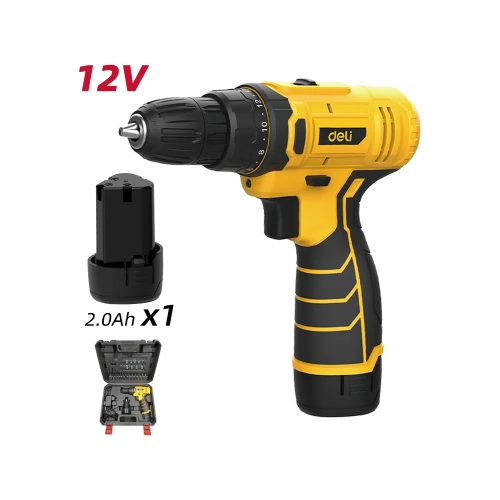 Дрель-шуруповерт аккумуляторная DELI DL-DZ12-6A2 1 акб, 12В х 2Ач, ЗУ, 30Нм, набор оснастки 24 предмета, кейс 164631 фото 10 Дрель-шуруповерт аккумуляторная DELI DL-DZ12-6A2 1 акб, 12В х 2Ач, ЗУ, 30Нм, набор оснастки 24 предмета, кейс 164631 фото 10