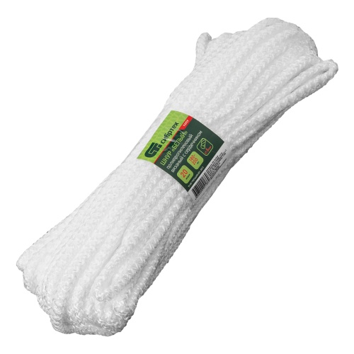 Шнур вязаный полипропиленовый с серд. белый, 6 мм, L 20 м, Сибртех Шнур вязаный полипропиленовый с серд. белый, 6 мм, L 20 м, Сибртех