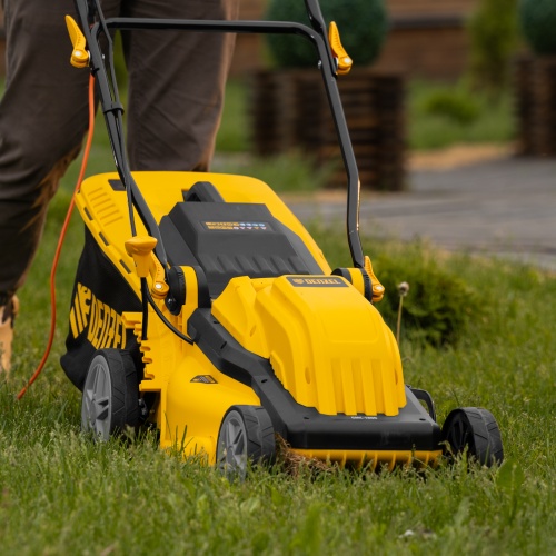 Газонокосилка электрическая GMC-1800, шир. 38см, 1800 Вт, 6 уров., травосб. 35 л Denzel фото 28