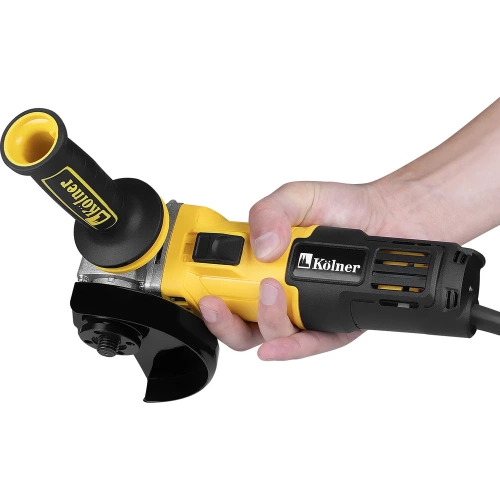 Машина углошлифовальная Kolner (УШМ) 125мм, 750Вт,  KAG 125-750, 11000 об/мин, 22,2мм, М14, защита мотора, бесключевой кожух (бок.рукоятка, ключ) 8030700606 фото 7
