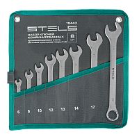 Набор ключей комбинированных 6-19 мм, 8 шт., CrV, матовый хром Stels