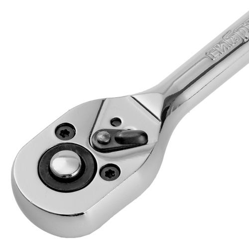 Ключ-трещотка 1/4", 45 зубьев, цельнометаллический, с быстрым сбросом, CrV, хром Сибртех фото 5