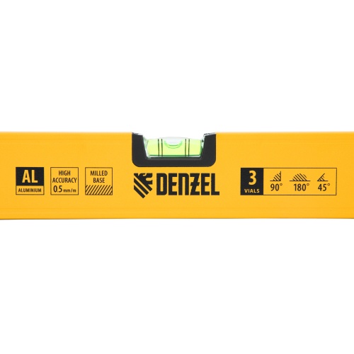 Уровень алюминиевый, магнит, фрезерованный, 3 глазка (1 зеркал.) 0,5 мм/м, 1000 мм Denzel фото 10
