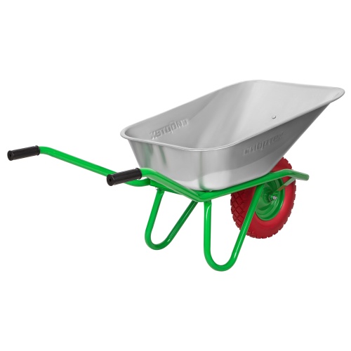 Тачка садово-строительная с PU колесом, грузоподъемность 180 кг, объем 90 л Сибртех фото 3