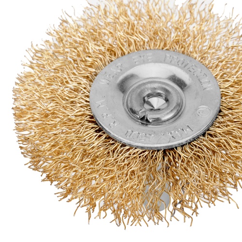 Щетка для дрели, 60 мм, плоская со шпилькой, латунированная витая проволока Matrix фото 4