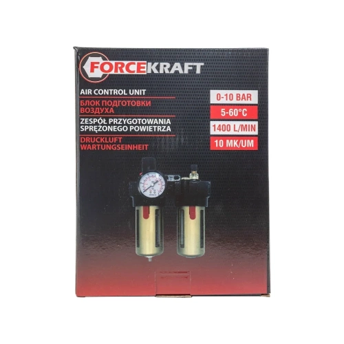 Блок подготовки воздуха Forcekraft 1/2" фильтр-регулятор+лубрикатор 10Мк, 1400 л/мин, 0-10bar, рабочая температура 5-60 FK-BFC4000 FK-BFC4000(54427) фото 8